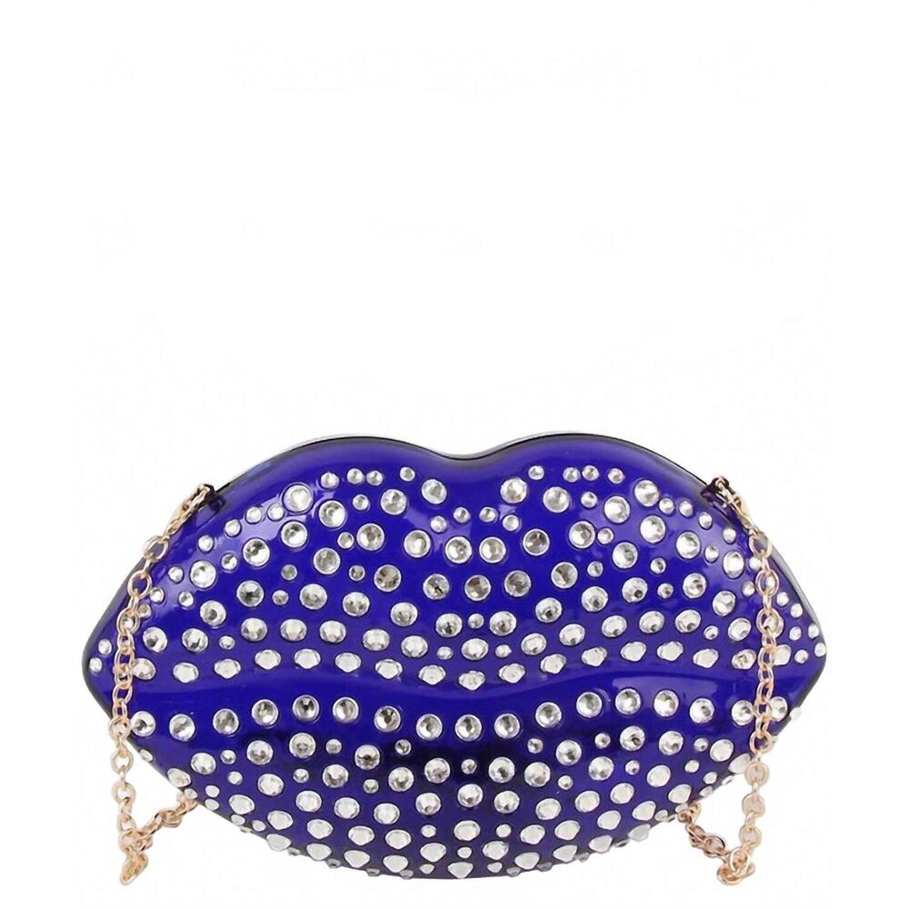 NEW HANDBAG FACTORY CORP women's luxury mouth crystal evening crossbody bag in b